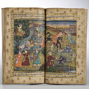 Persian Manuscript, Mughal Era with Ten Miniatures.