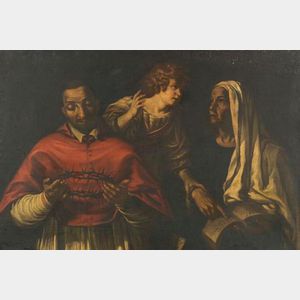 Manner of Bartolomeo Schedoni (Italian, 1578-1615) Saint Carlo Borromeo Contemplating the Passion