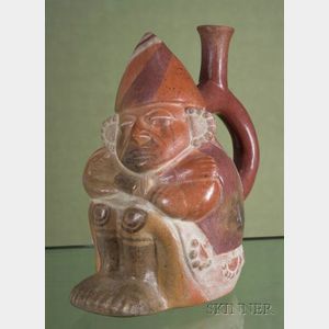 Pre-Columbian Polychrome Pottery Warrior Vessel