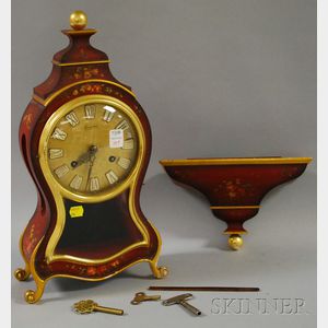 Le Castel Baroque-style Gilt and Paint-decorated Bracket Clock with Shelf