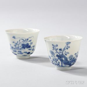 Pair of Blue and White Wine Cups