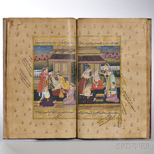 Persian Manuscript, Mughal Era with Ten Miniatures.