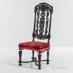 Daniel Marot-style Carved Walnut High-back Side Chair