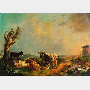 Charles Karel Desan (Belgian, 19th Century) Cattle and Livestock