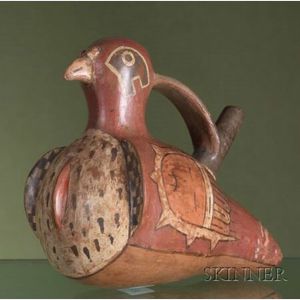 Pre-Columbian Polychrome Pottery Bird Effigy Vessel