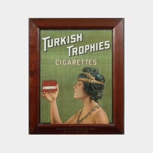 Framed "Turkish Trophies" Cigarettes Pressed Chromolithograph Advertising Print