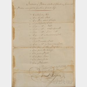 Invoice for a Set of Patterns for Militia Uniform Items