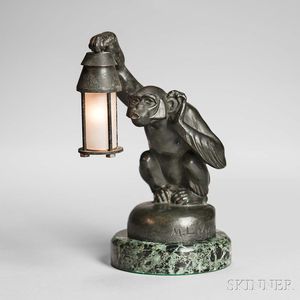 M. LeVerrier (1891-1973) Art Deco Monkey Lamp