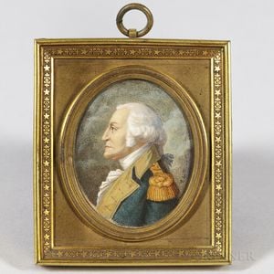 French/American School, Early 19th Century Miniature Portrait of General George Washington