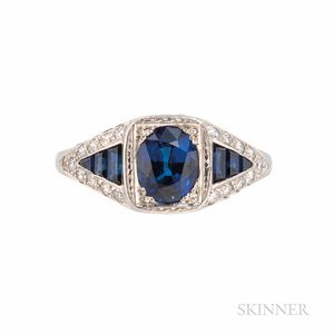 James Breski Platinum, Sapphire, and Diamond Ring