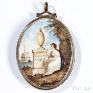 Miniature Watercolor Memorial to Admiral Lord Nelson