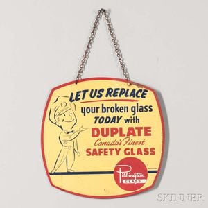 "Pilkington Glass" Double-sided Metal Sign