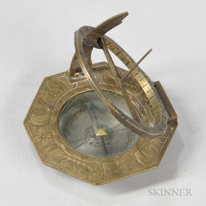 Brass Equinoctial Augsburg-style Pocket Sundial