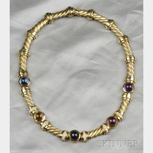 18kt Gold, Gem-set, and Diamond Necklace, Esti Frederica