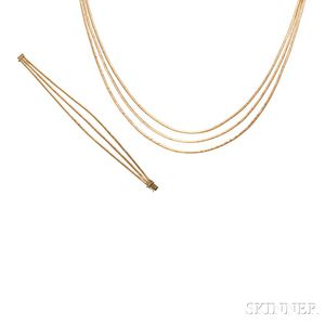 18kt Gold Necklace and Bracelet, Italy