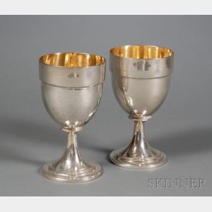 Harlequin Pair of George III Silver Goblets