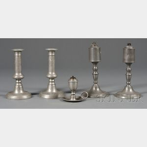 Five Pewter Lighting Items