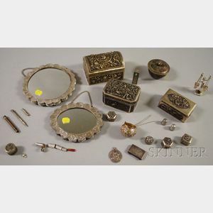 Group of Asian Silver and Silvered Metal Accessory Items