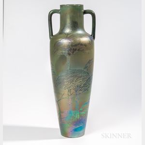 Clement Massier Monumental Handled Vase