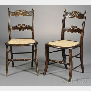 Pair of Grain-painted, Gilt, and Carved Fancy Chairs