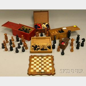 Two Small Chess Boards and Group of Playing Pieces