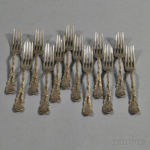 Twelve Wendell Mfg. Co. "Junior Rococo" Dinner Forks