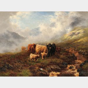 Sydney Robert Watson (British, 1892-1976) Highland Cattle in a Landscape