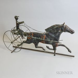 Molded Copper Horse and Sulky Weathervane