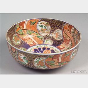 Imari Decorated Porcelain Punch Bowl