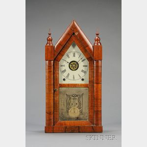 Mahogany Sharp Gothic or "Steeple Clock" by Chauncey Jerome