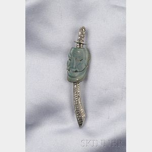 Sterling Silver, Resin, and Marcasite Brooch, France