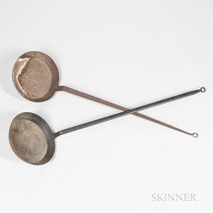 Two Long Handle Wrought Iron Skillets