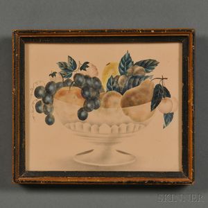 American School, 19th Century Small Theorem of Fruit in a Glass Compote.
