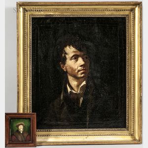 Continental School, 19th Century Two Framed Oil Portraits: Bearded Man in a Fur Hat