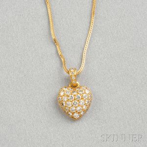 18kt Gold and Diamond Heart Pendant, Cartier