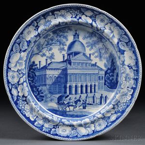 Two Historical Blue Transfer-decorated Staffordshire Pottery Dinner Plates
