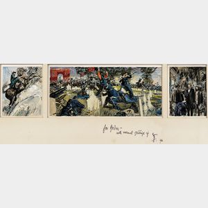 Robert Fawcett (American, 1903-1967) Three Illustrations Relating to the Battle of Gettysburg