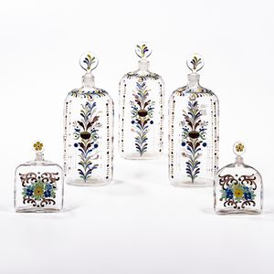Five S.A.L.I.R. for Buccellati Enameled Murano Glass Scent Bottles