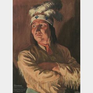Arthur H. Hider (Canadian, 1870-1952) Lot of Three Watercolor Depicting Native Americans Including: Tecumseh