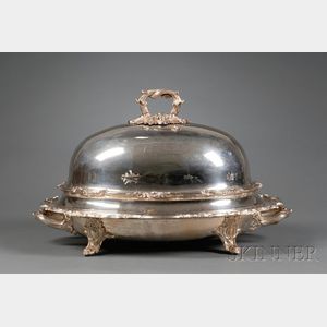English Silverplate Roast Platter on Warmer with Associated Meat Dome