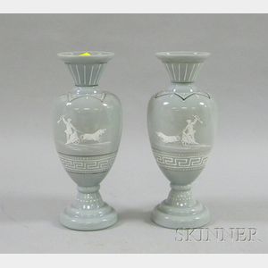 Pair of Bristol Glass Urn-shaped Vases