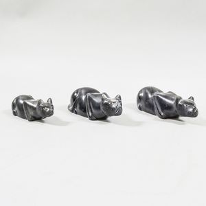 Three Carved Soapstone Cats