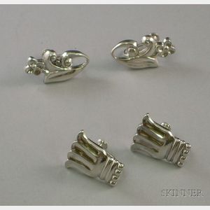 Two Pairs of Sterling Silver La Paglia Jensen-style Ear Clips.