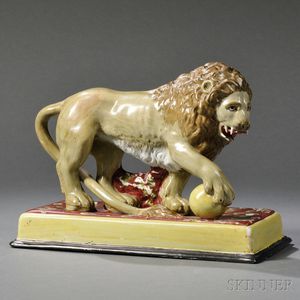 Staffordshire Pottery Pearlware Lion Figurine
