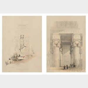 David Roberts (Scottish, 1796-1864),Louis Haghe, lithographer (British, 1806-1885) Two Egyptian Archeological Views: Entrance to The G