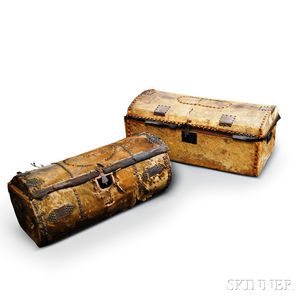 Two Hide-covered Dome-top Trunks