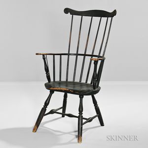 Black-painted Comb-back Windsor Armchair