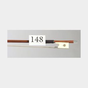 French Ivory Mounted Violin Bow, Louis Morizot Pere
