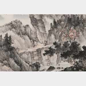 Hand Scroll Depicting a Mountain Landscape