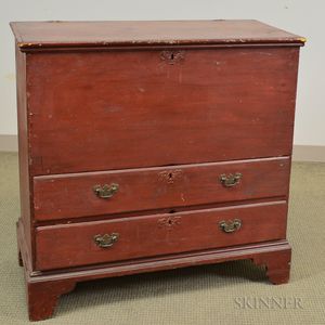Queen Anne Red-painted Pine Two-drawer Blanket Chest